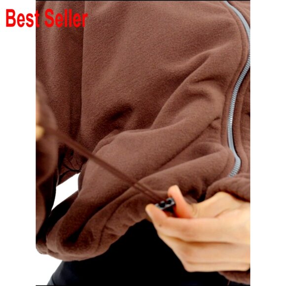 Half Zip Crop Pullover Sweatshirt Fleece Loose Fit Workout Top with Pockets - Picture 7 of 7